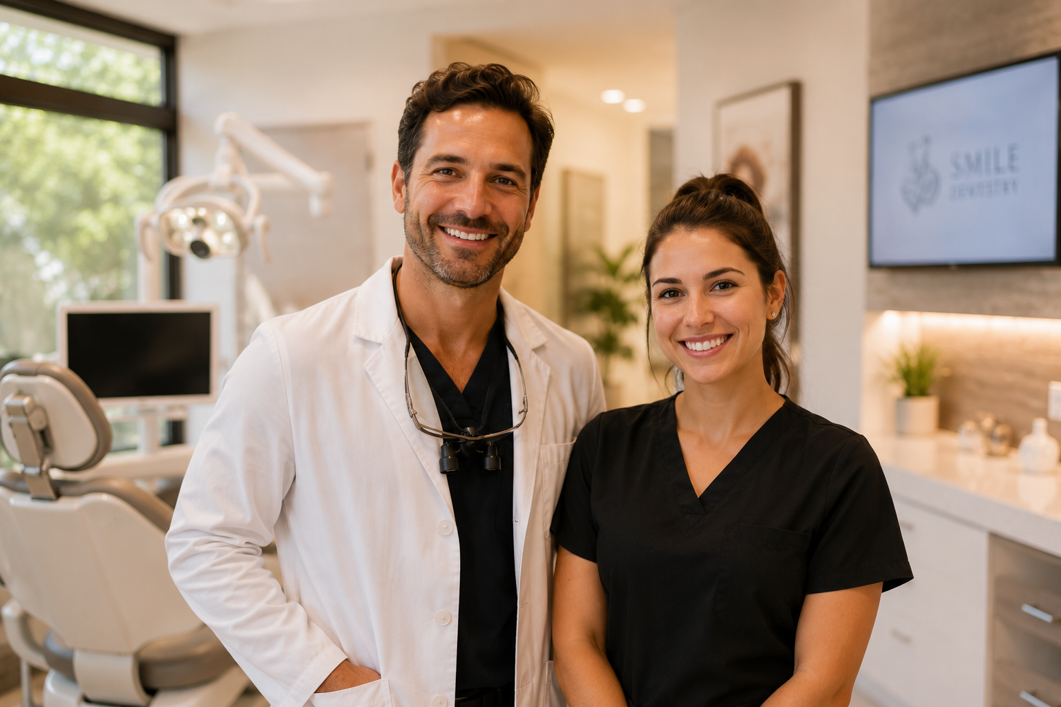 Smiling dental team in a modern practice